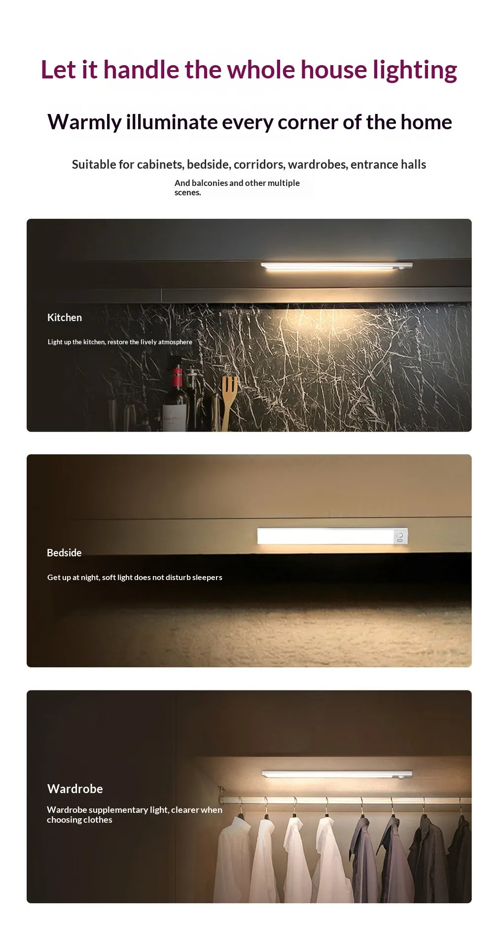 nMagnetic Wardrobe Light Smart Cabinet Light With Human Body Inductio